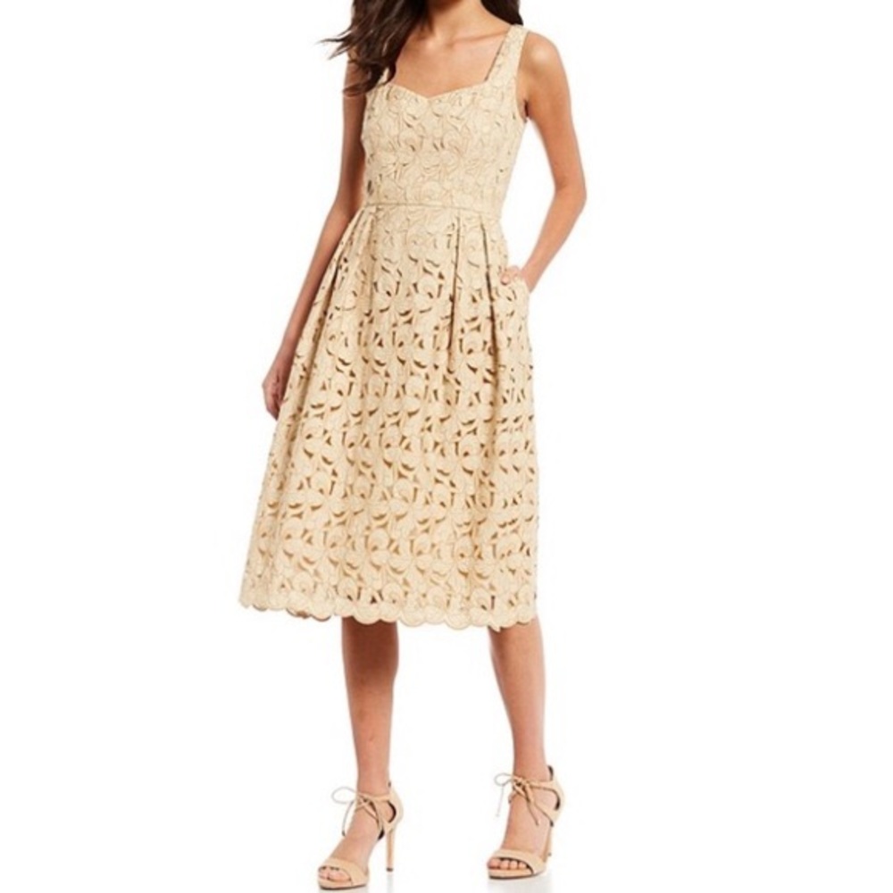 Antonio Melani Nyla Embroidered A-Line Midi Dress